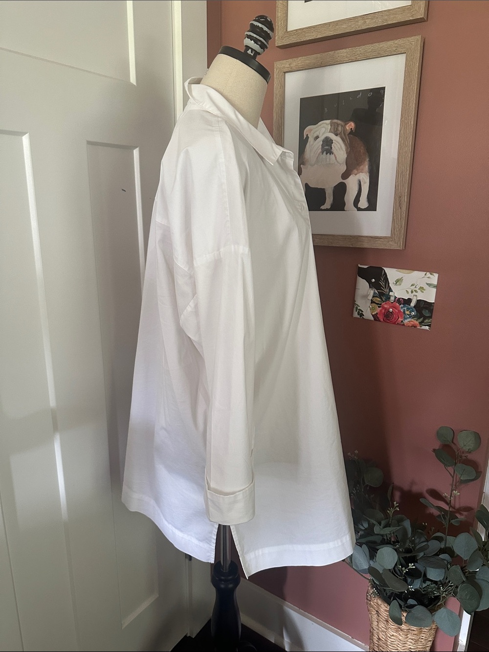 J. Jill White Shirt Collection Button-Front rolled cuffs oversized XL shirt - Picture 4 of 12